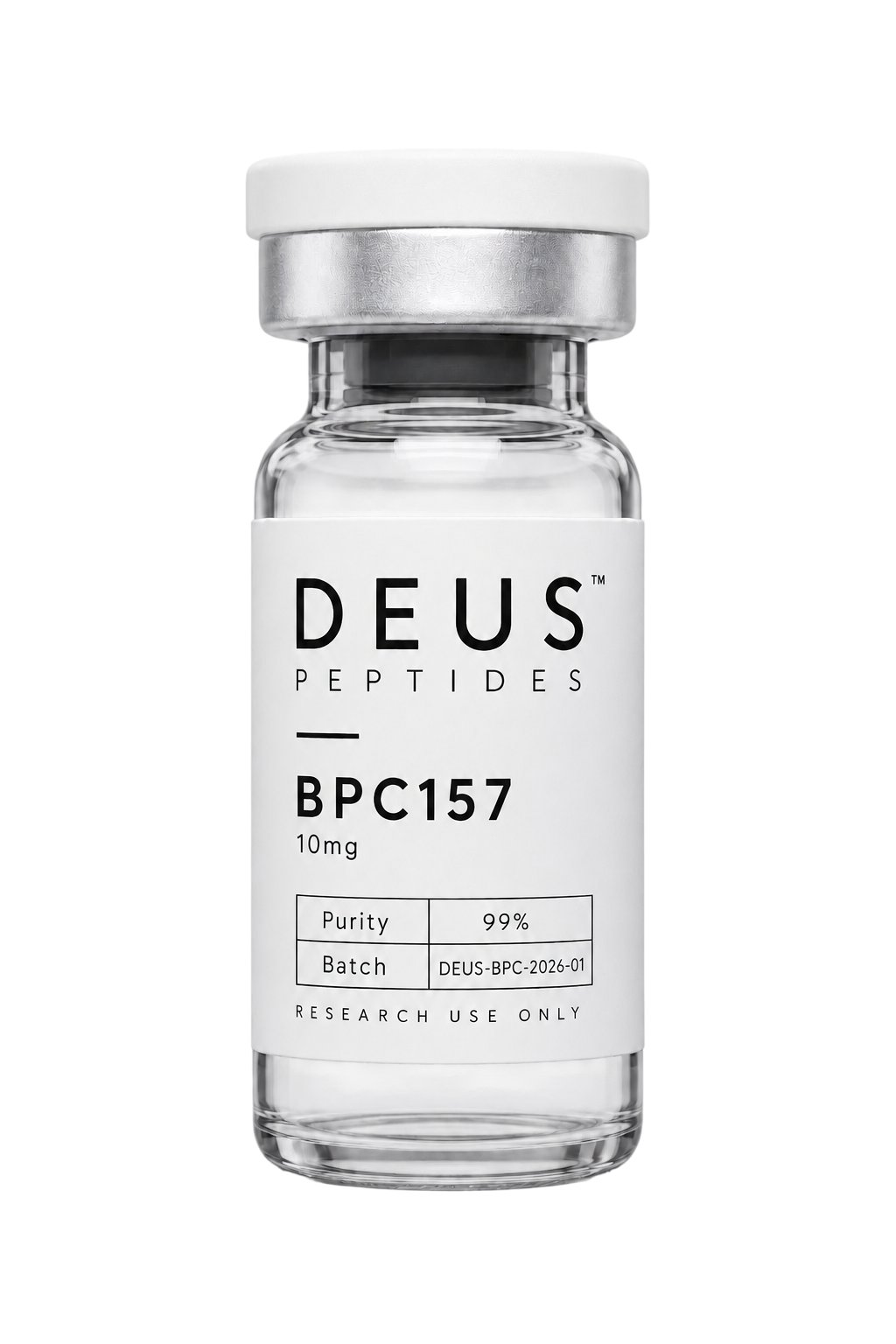 DEUS BPC-157 10mg research peptide vial