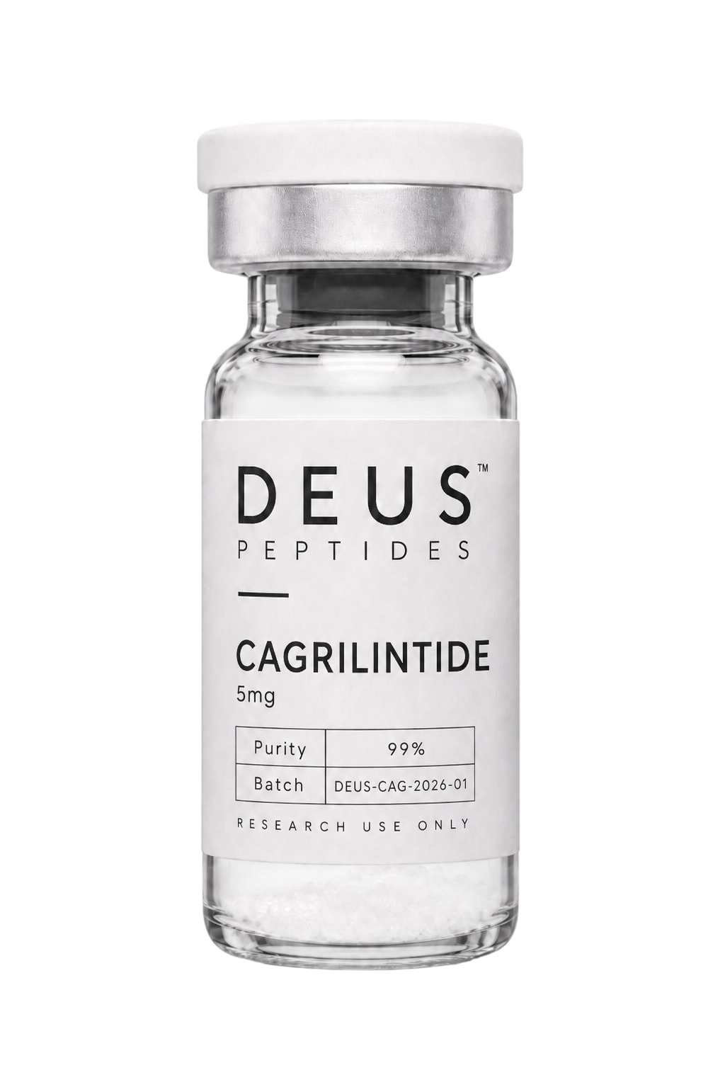 DEUS Cagrilintide 5mg research peptide vial front view