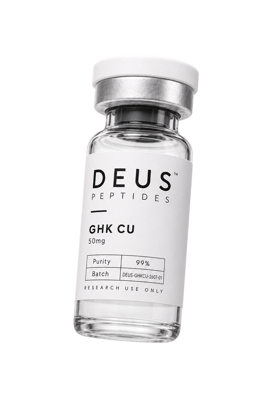 DEUS GHK-Cu 50mg peptide vial angled view