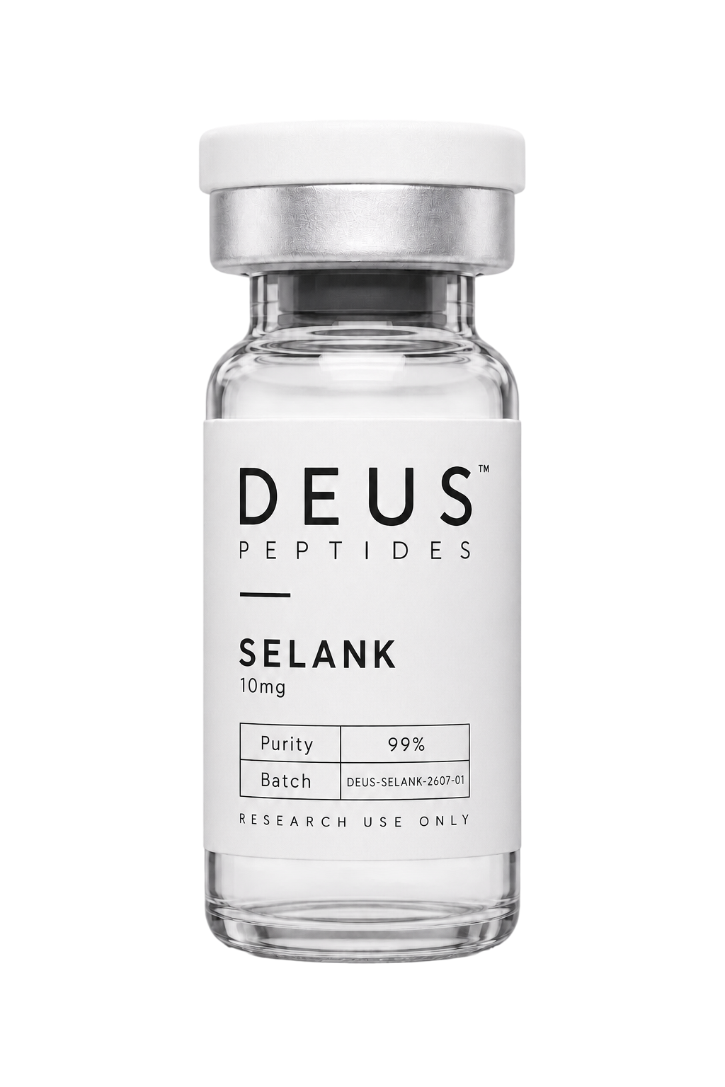 DEUS Selank 10mg Research Peptide vial