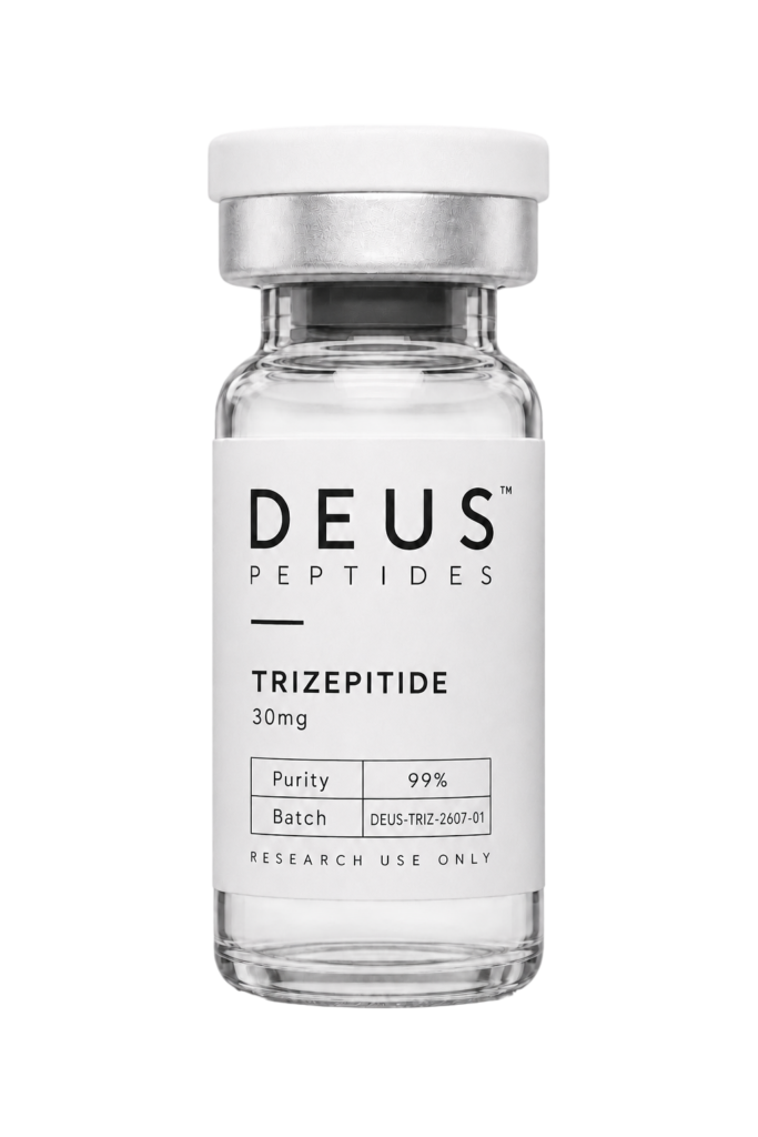 DEUS Tirzepatide 30mg research peptide vial
