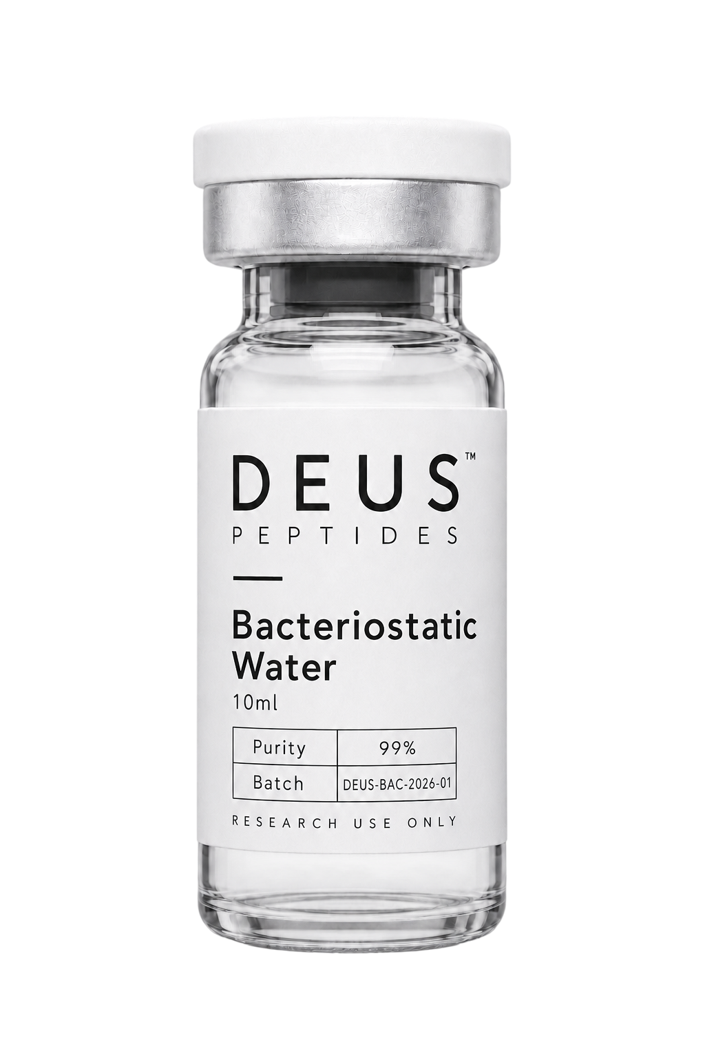 DEUS Bacteriostatic Water 10ml research supply vial